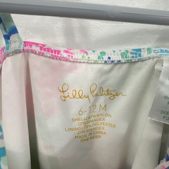 Lilly Pulitzer Lydia Colorful Ruffle Infant Swimsuit One Piece Size 6-12 Months - Picture 3 of 6